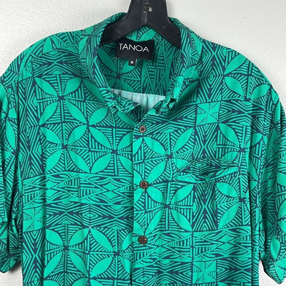 Tanoa Island wear Rayon shirt - Color Green / Navy - size M - Picture 7 of 7